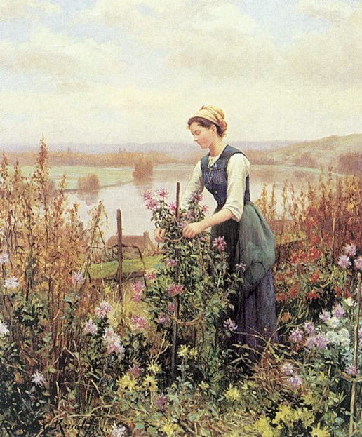 Daniel Ridgeway Knight Arranging Flowers